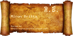 Miron Britta névjegykártya